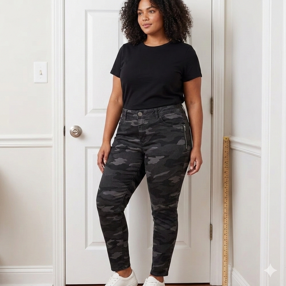 Democracy "Ab"solution Grey Camo Skinny Jeans - Size 16